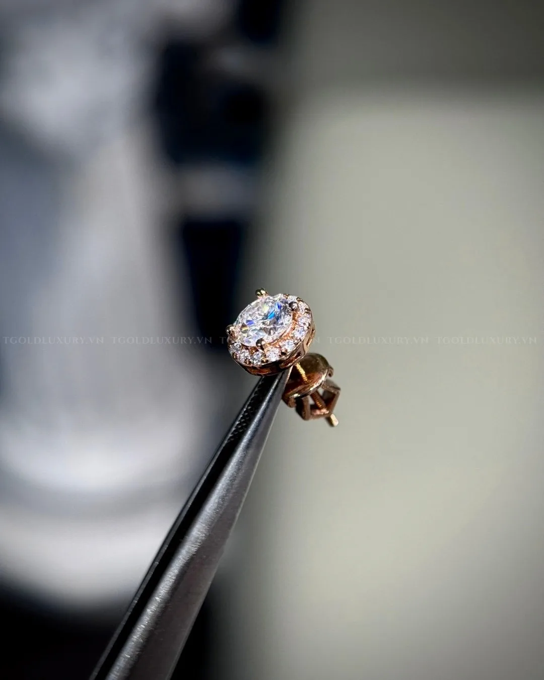Bông Halo Tròn Rose Gold