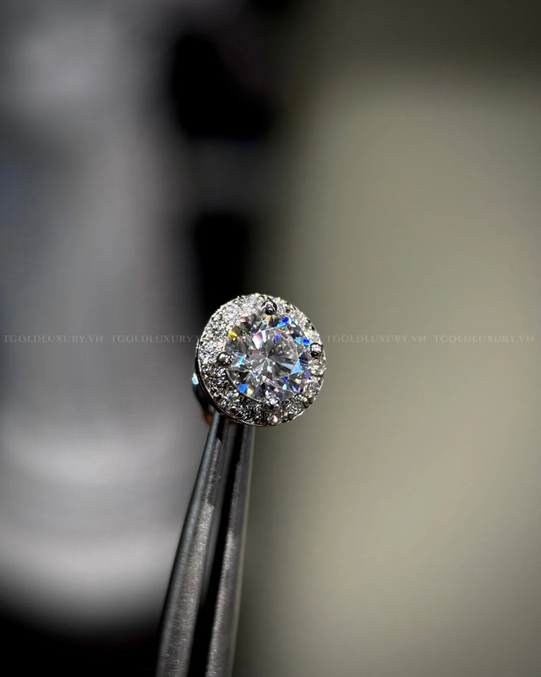 Bông Halo Tròn White Gold